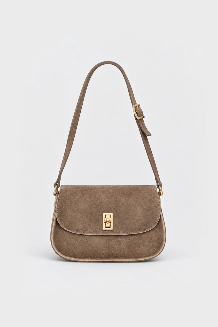 Suede Flap Bag - Taupe