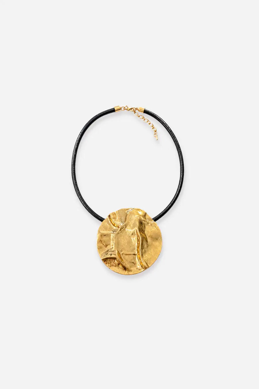 Collar Medalla Dorada - Negro