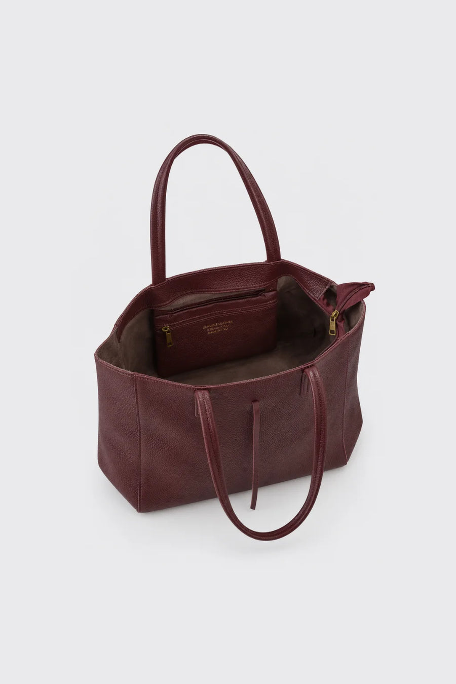 Smooth Leather Tote Bag - Burdeos