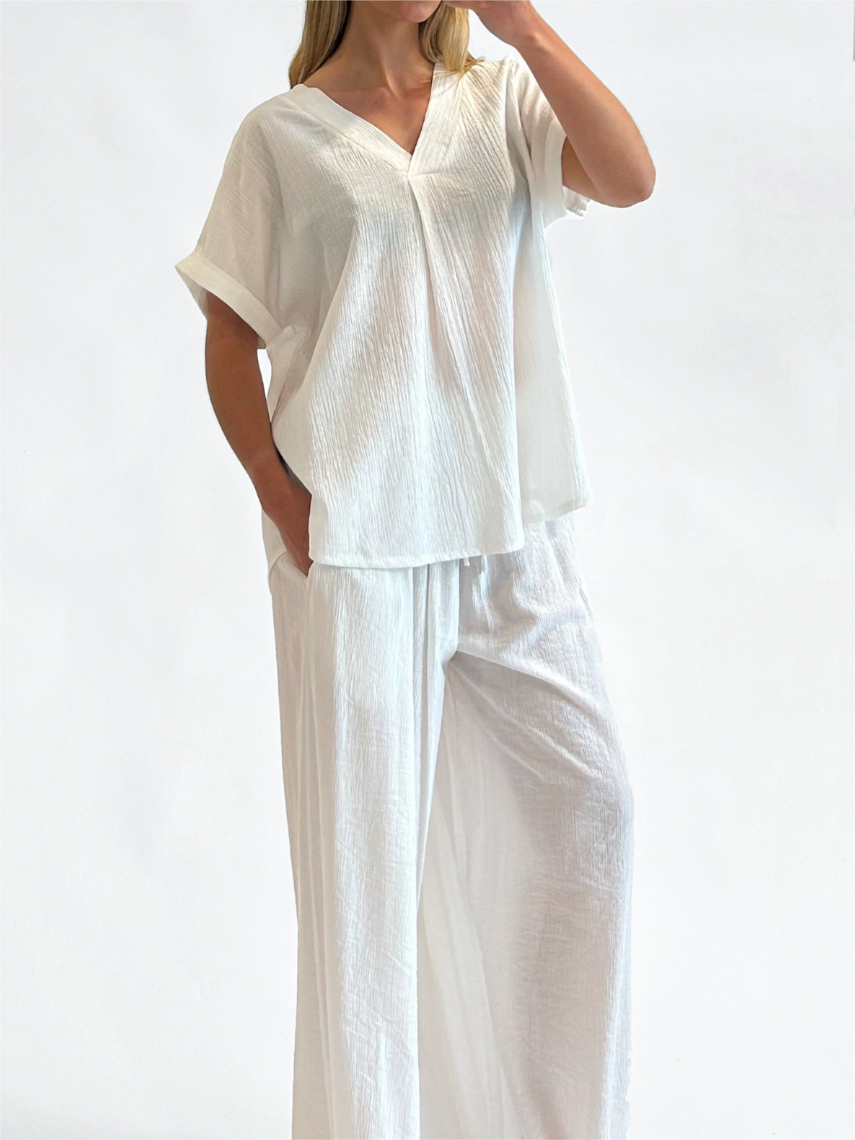 Blusa Tencel Pinza - Blanco