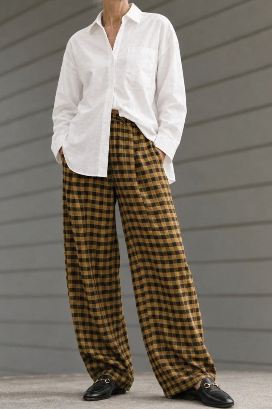 Pantalón Balloon Cuadros - Mostaza