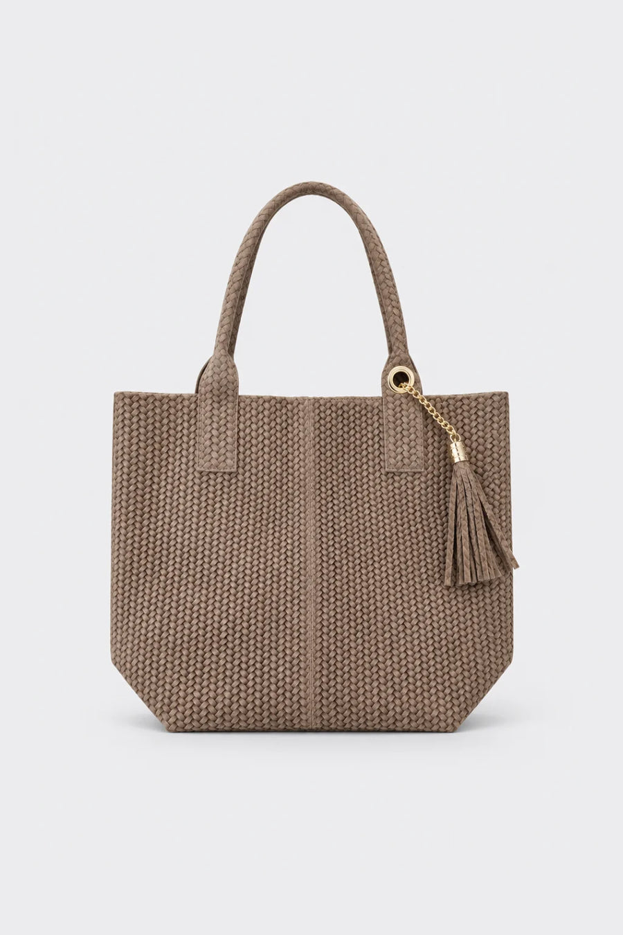 Woven Leather Tote Bag - Negro