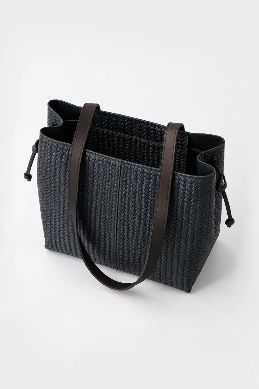 Rigid Braided Leather Bag - Negro