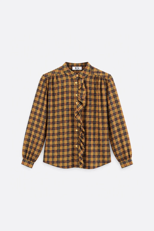 Ruffle Plaid Shirt