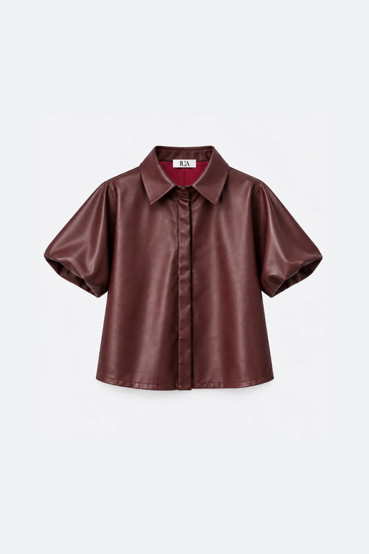 Balloon Sleeve Faux Leather Jacket