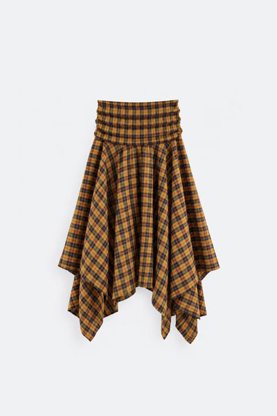 Irregular Plaid Skirt