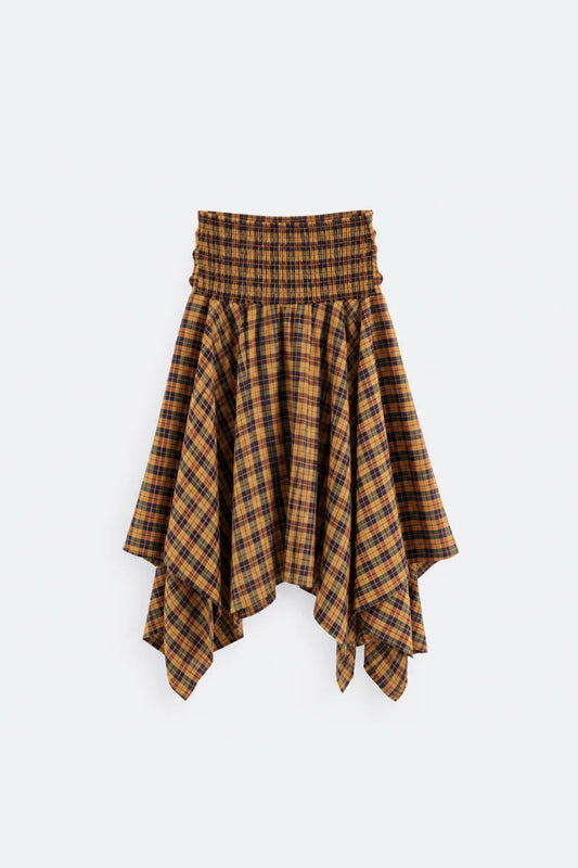 Irregular Plaid Skirt