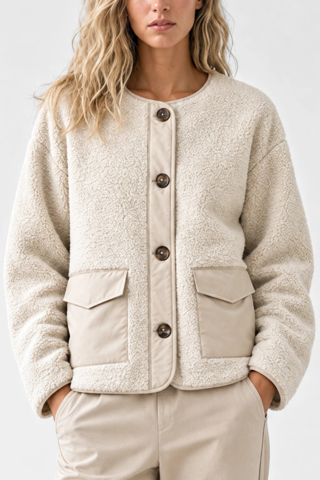 Combined Faux Shearling Jacket