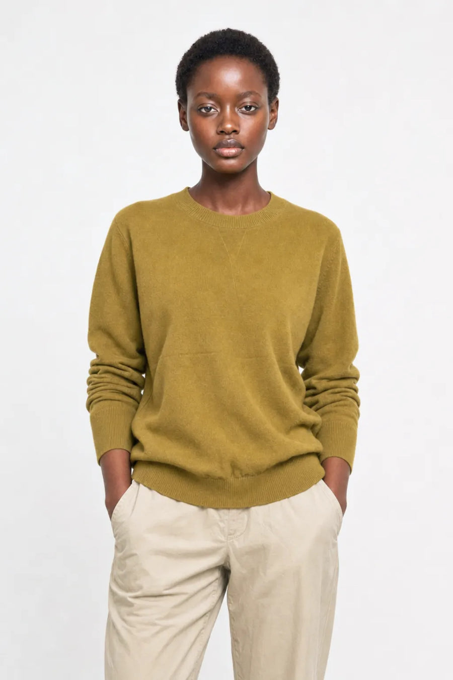 Jersey Fino Cuello Redondo - Oliva
