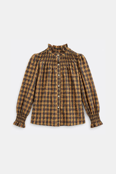 Smocked Plaid Blouse