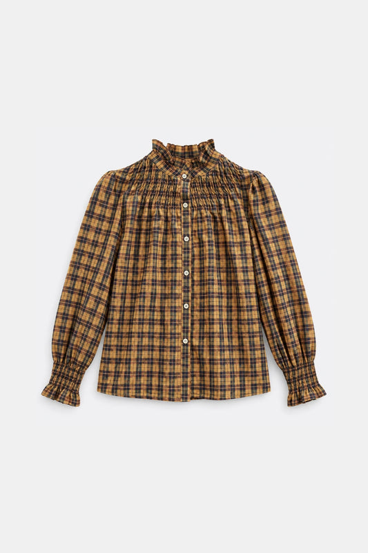 Smocked Plaid Blouse