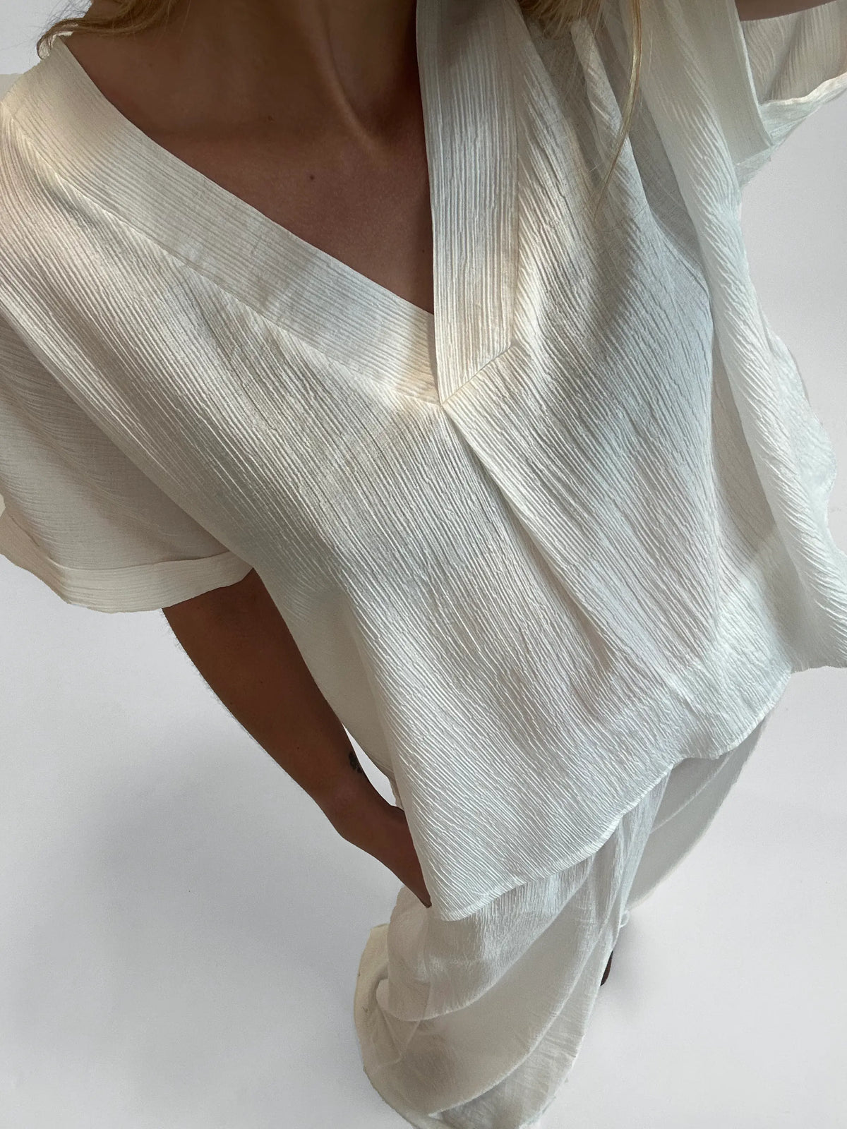 Blusa Tencel Pinza - Blanco