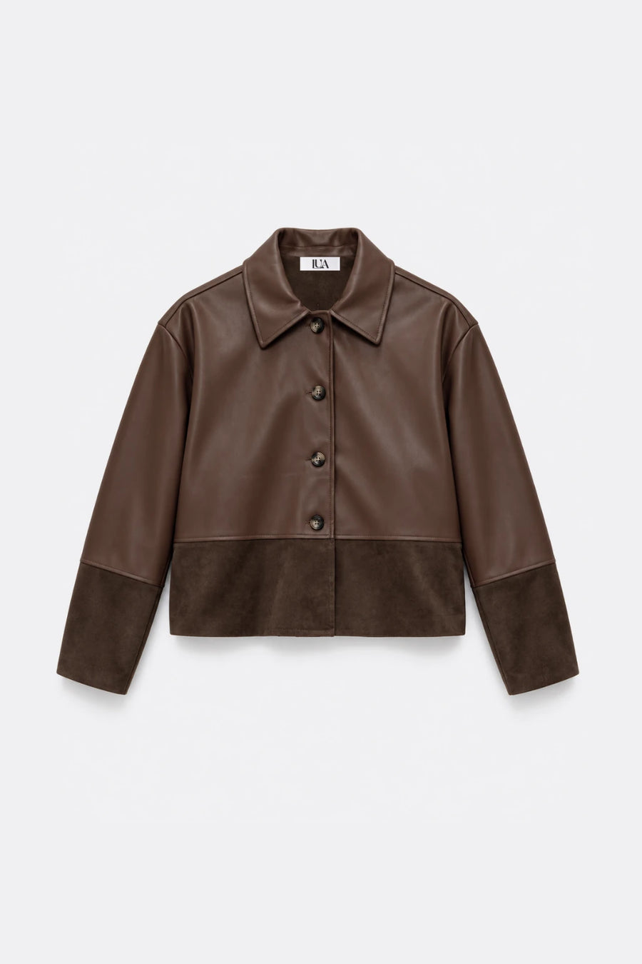 Veste en similicuir combinée - Brun chocolat