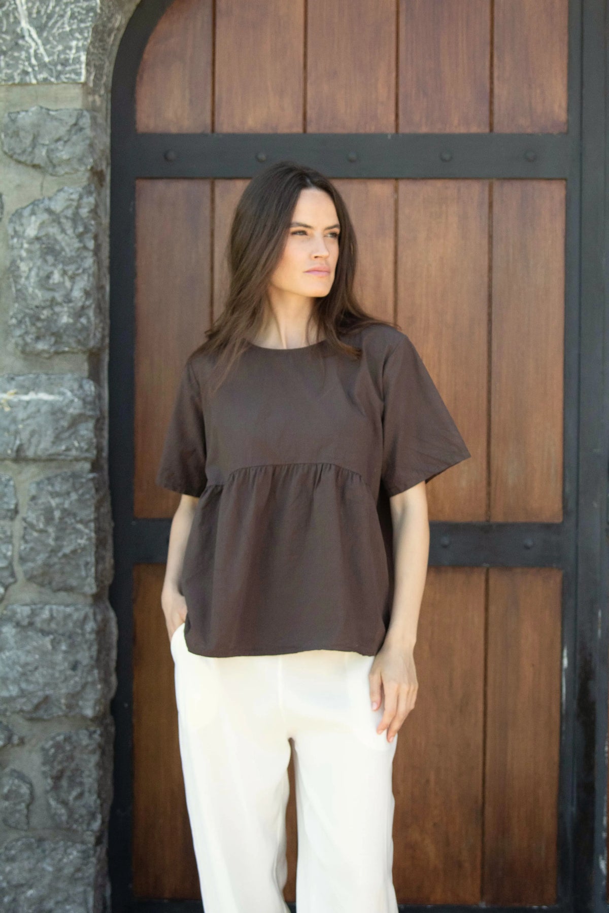 Blusa Baby Doll - Marrón Chocolate