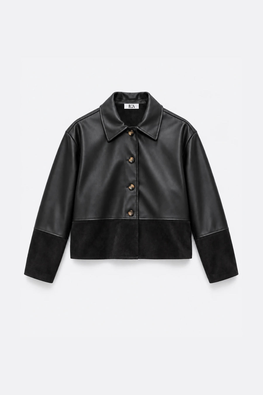 Cazadora Polipiel Combinada - Negro