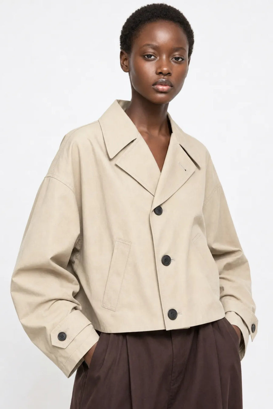 Gabardina Corta Capucha - Beige