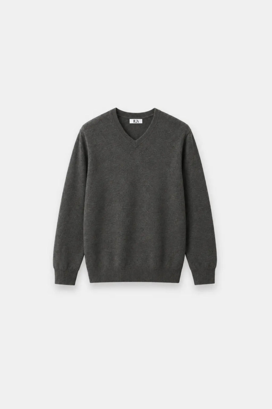 Fine-Knit V-Neck Sweater — Gris