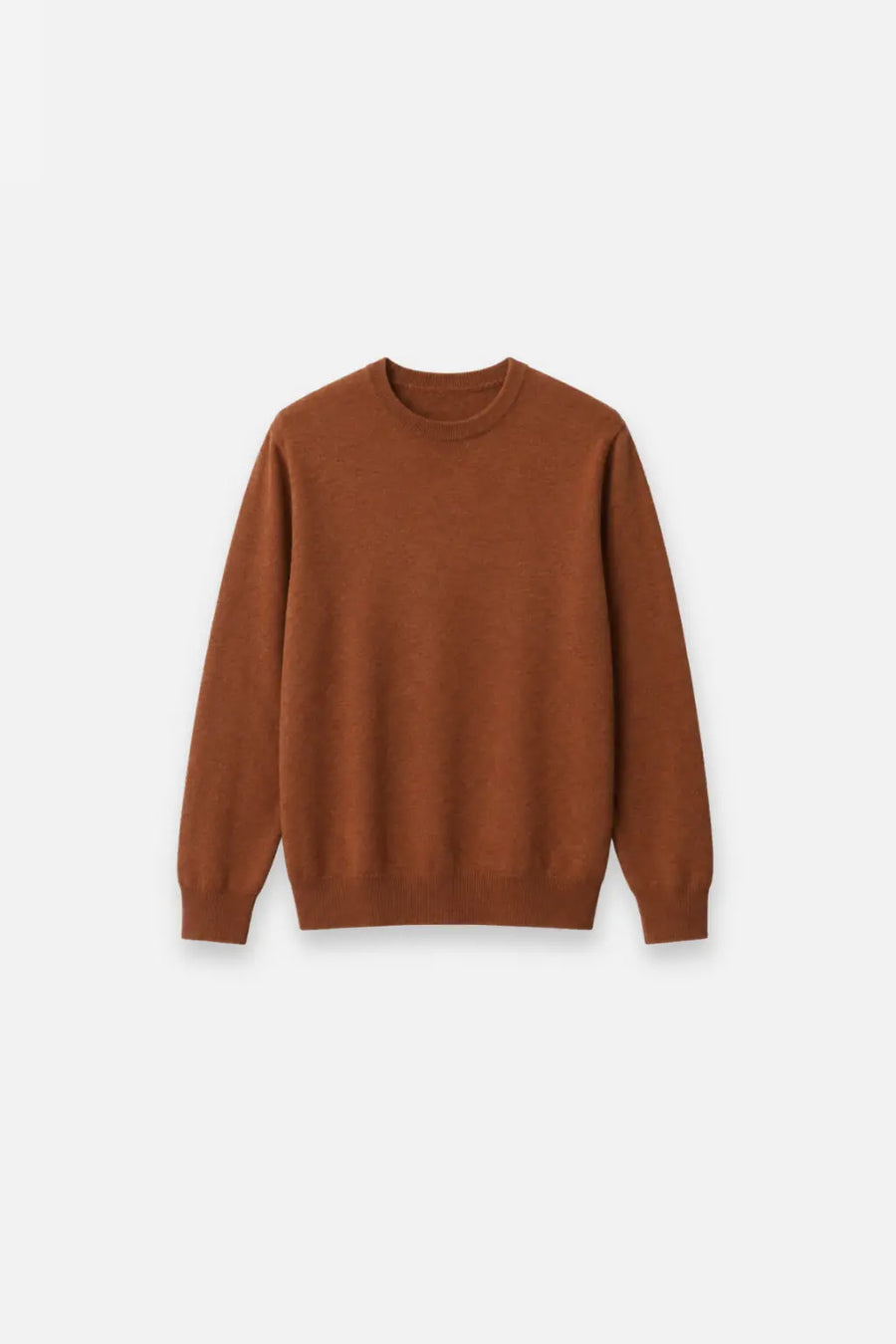 Fine Knit Round Neck Jumper — Camel