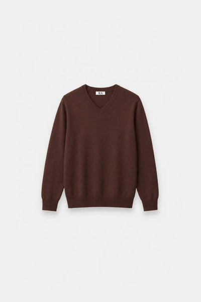 Fine-Knit V-Neck Sweater
