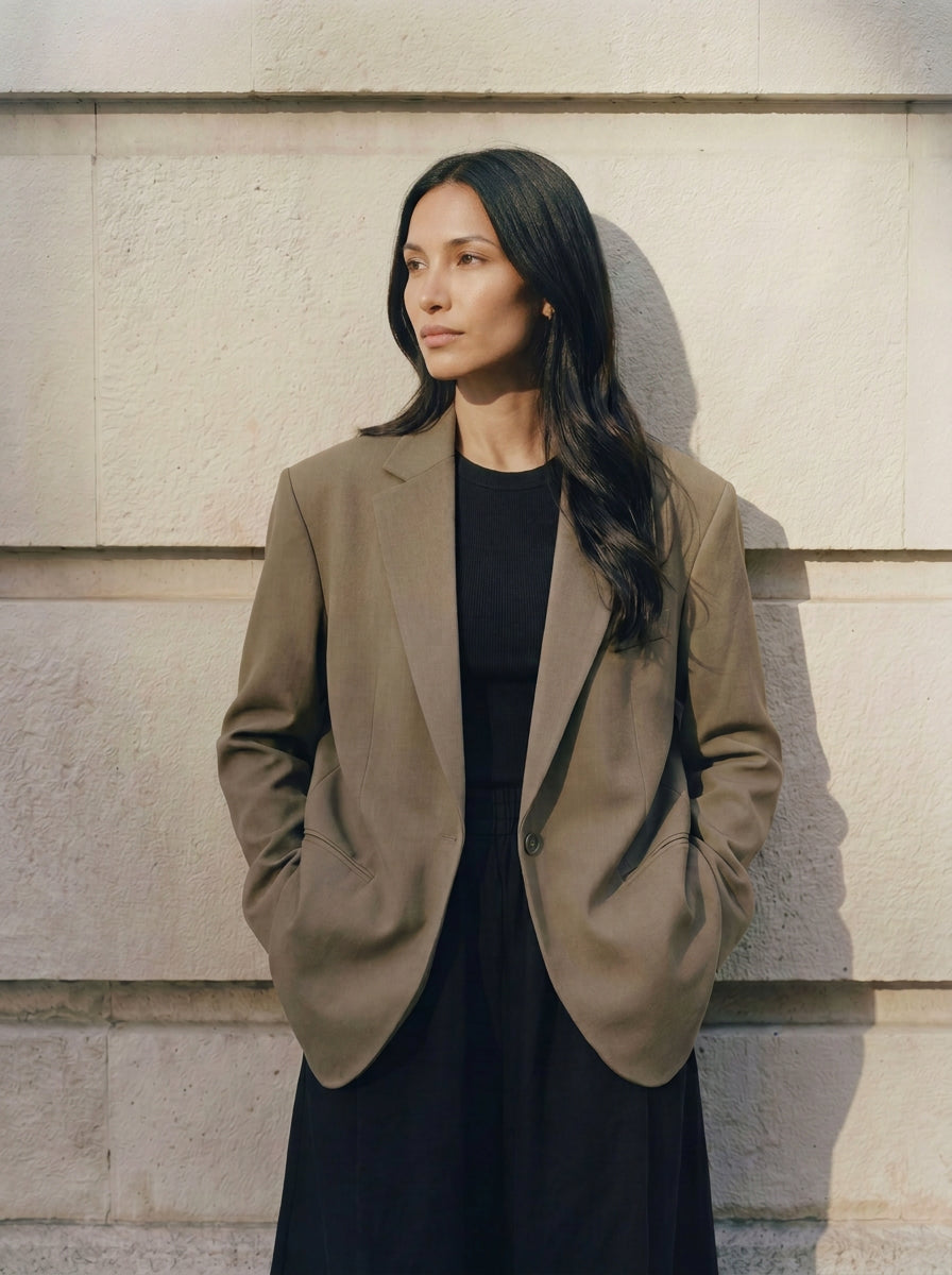 Blazer Over Botón - Caqui