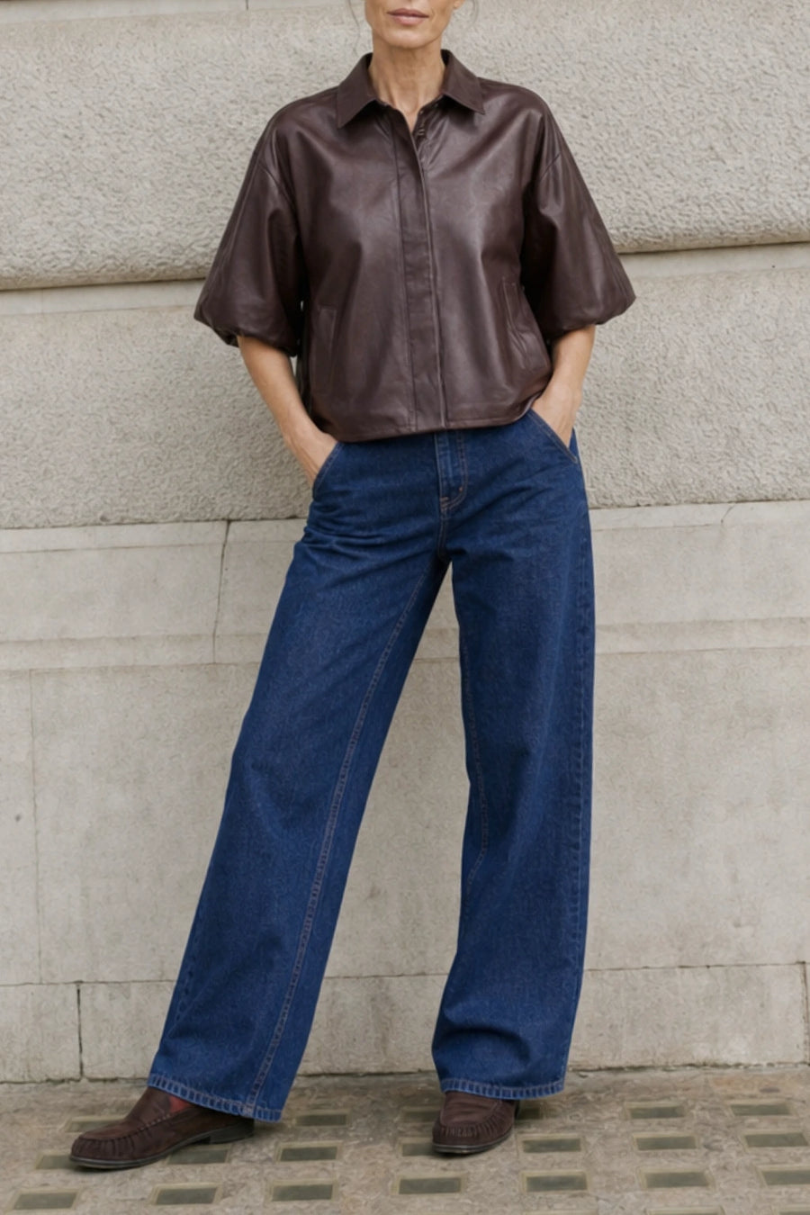 Pantalón Recto Tiro Alto - Vaquero