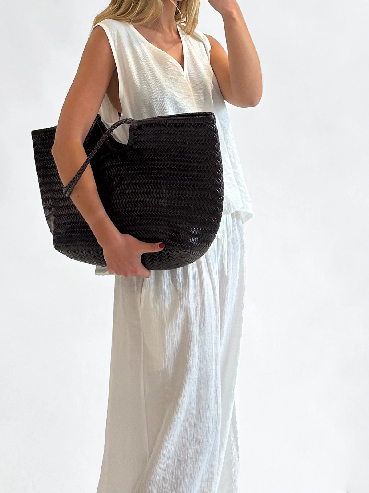 Bolso Piel Trenzado - Marrón chocolate