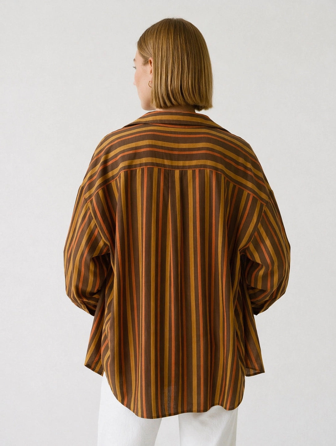 Camisa Rayas Lino Naranja - Naranja