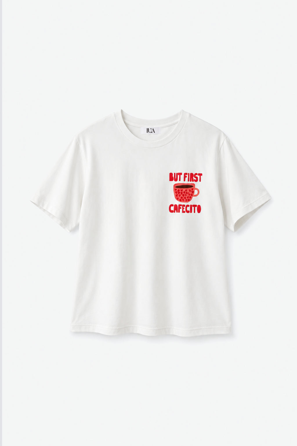 Camiseta But First Cafecito - Blanco