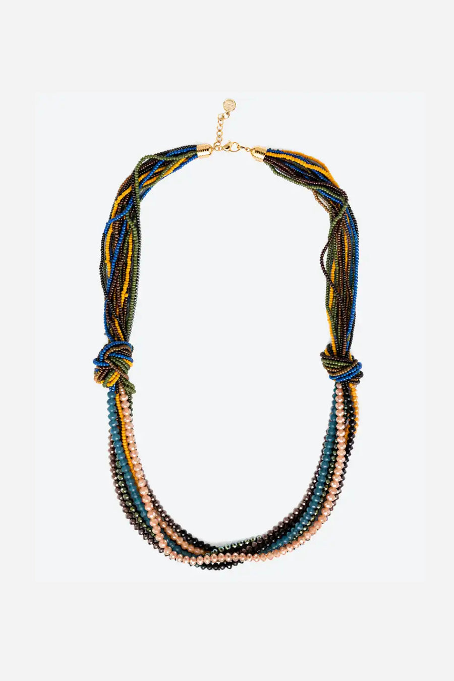 Collar Doble Nudo Piedras Naturales - Multicolor