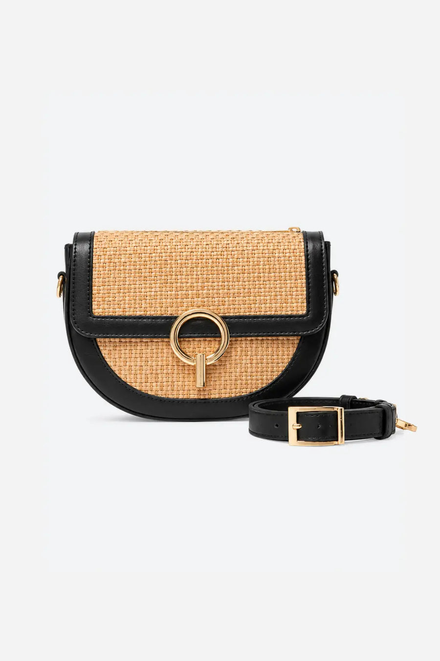 Bolso Bandolera Hebilla Dorada - Negro