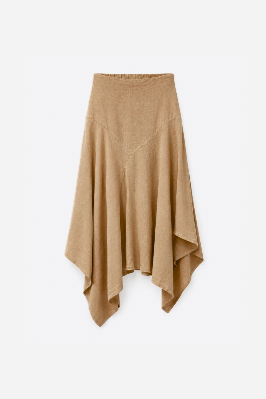 Falda Lino Asimétrica - Camel