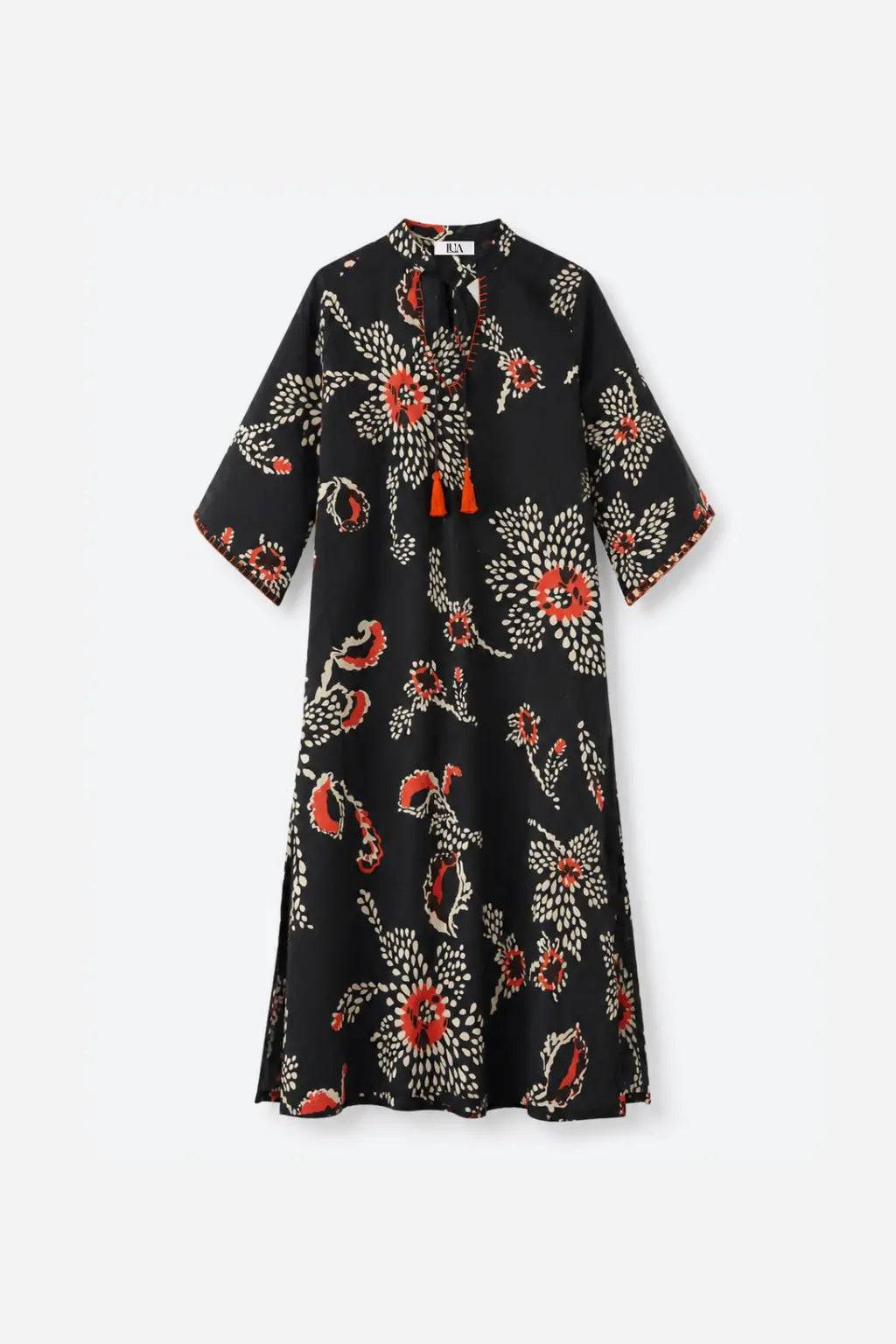 Kaftán Largo Estampado - Negro/Naranja