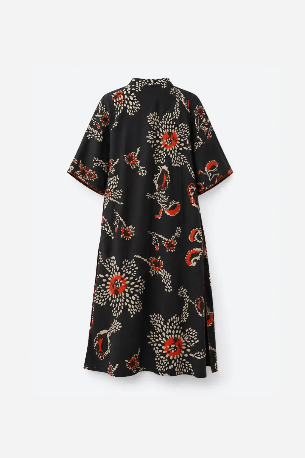 Kaftán Largo Estampado - Negro/Naranja
