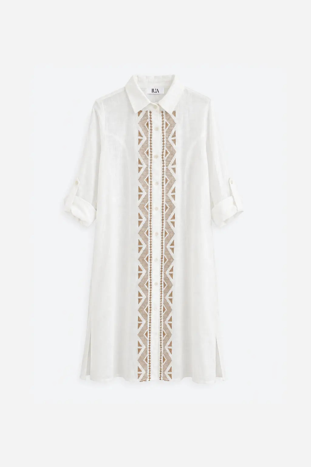 Vestido Camisero Bordado - Crudo
