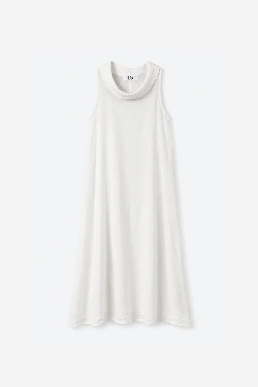 Vestido Lino Cuello Barco - Blanco