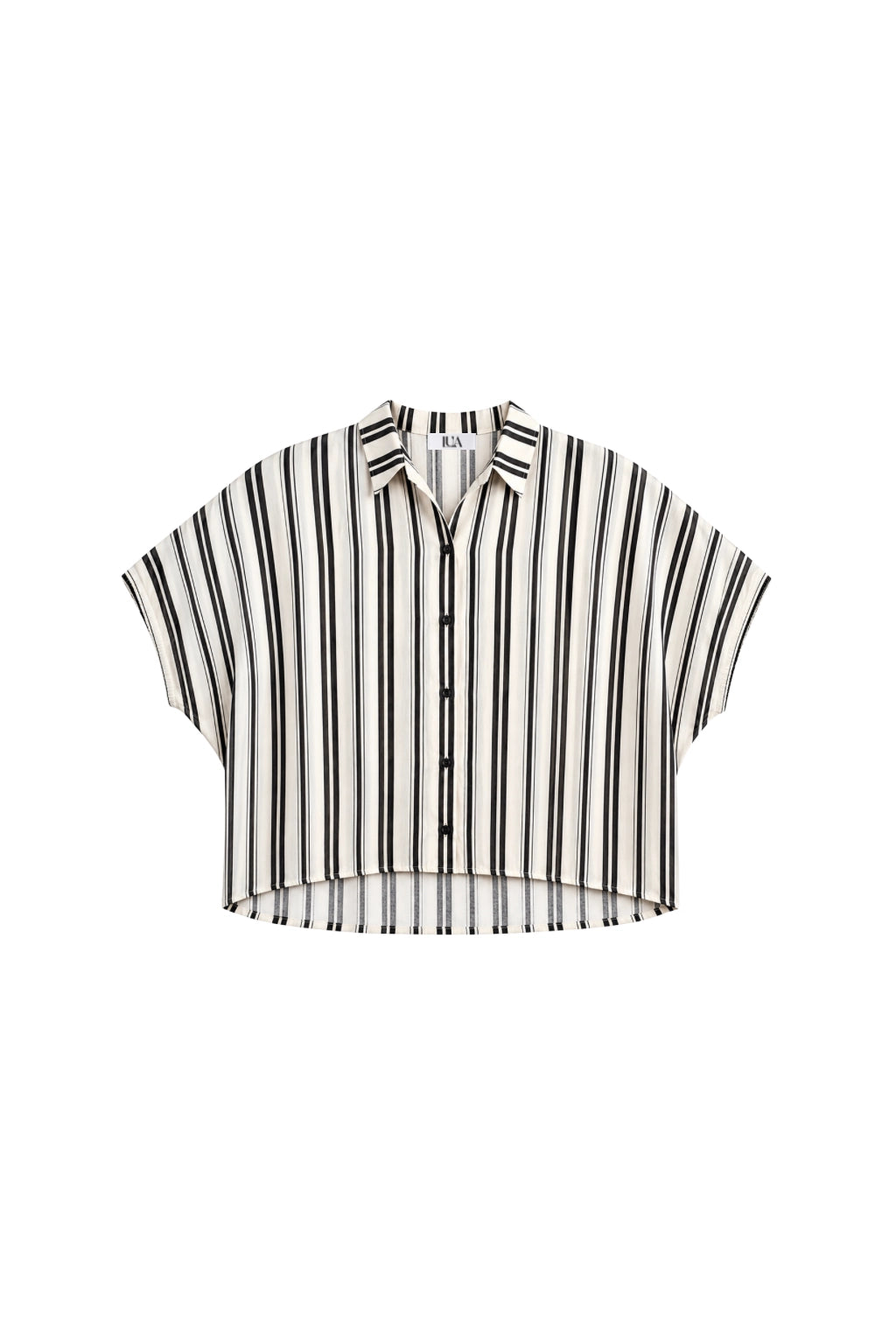Blusa Rayada Manga Murciélago - Negro