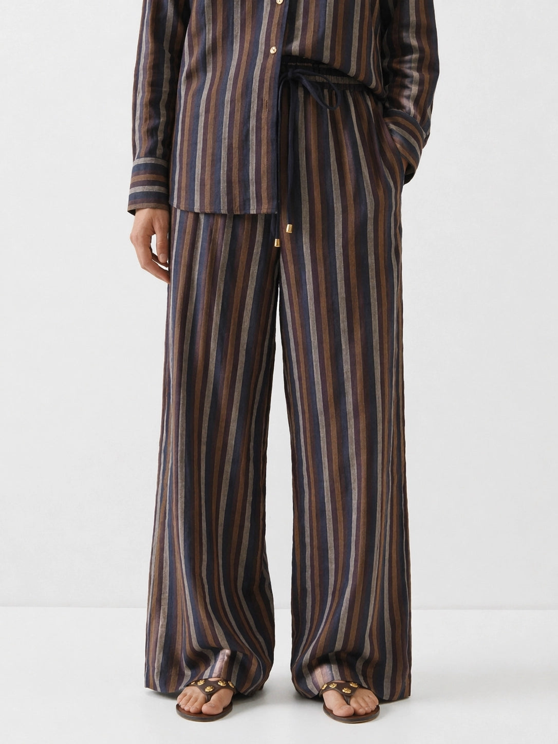 Pantalón Rayas Lino Marino