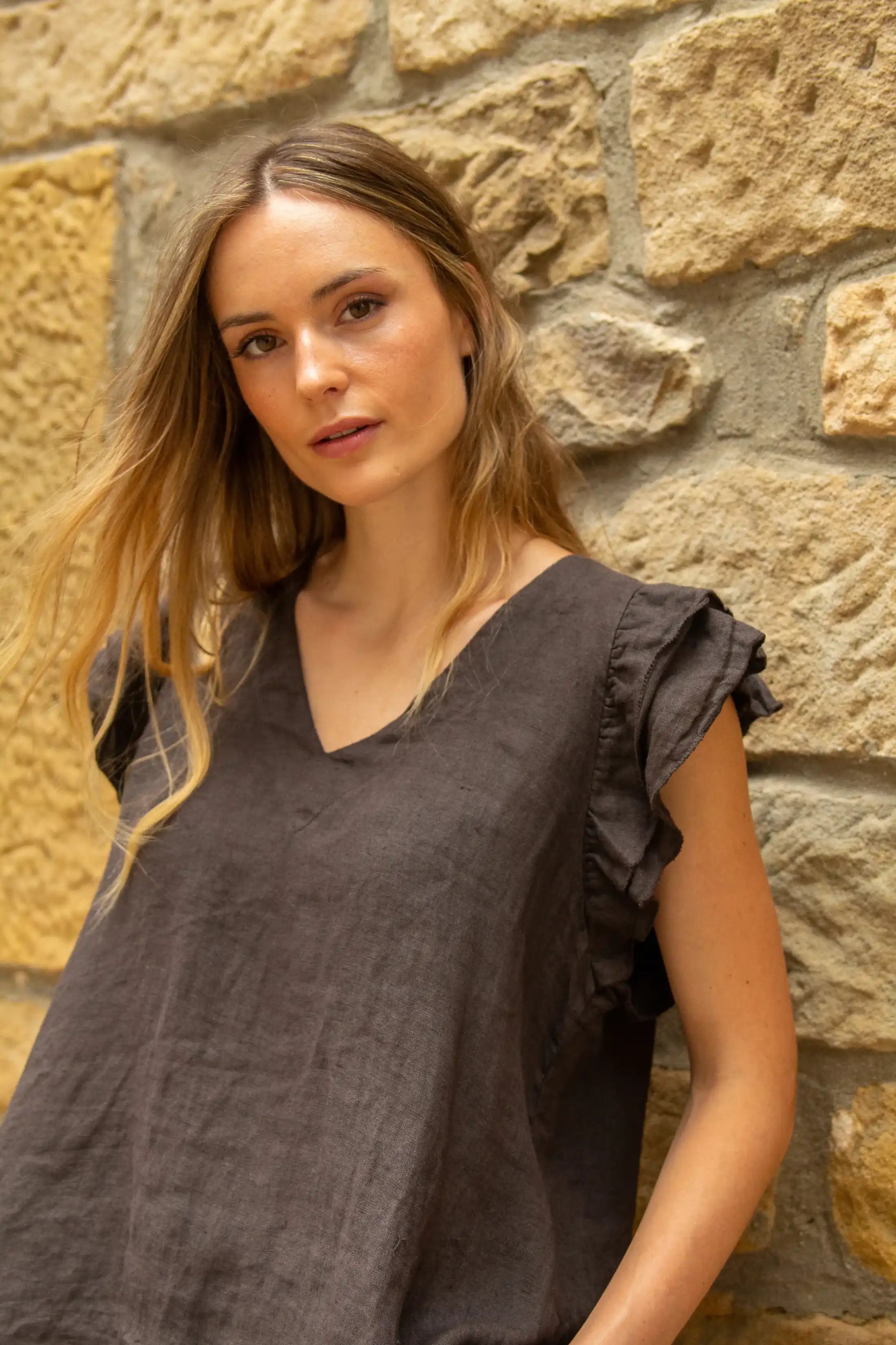 Blusa Volantes Lino