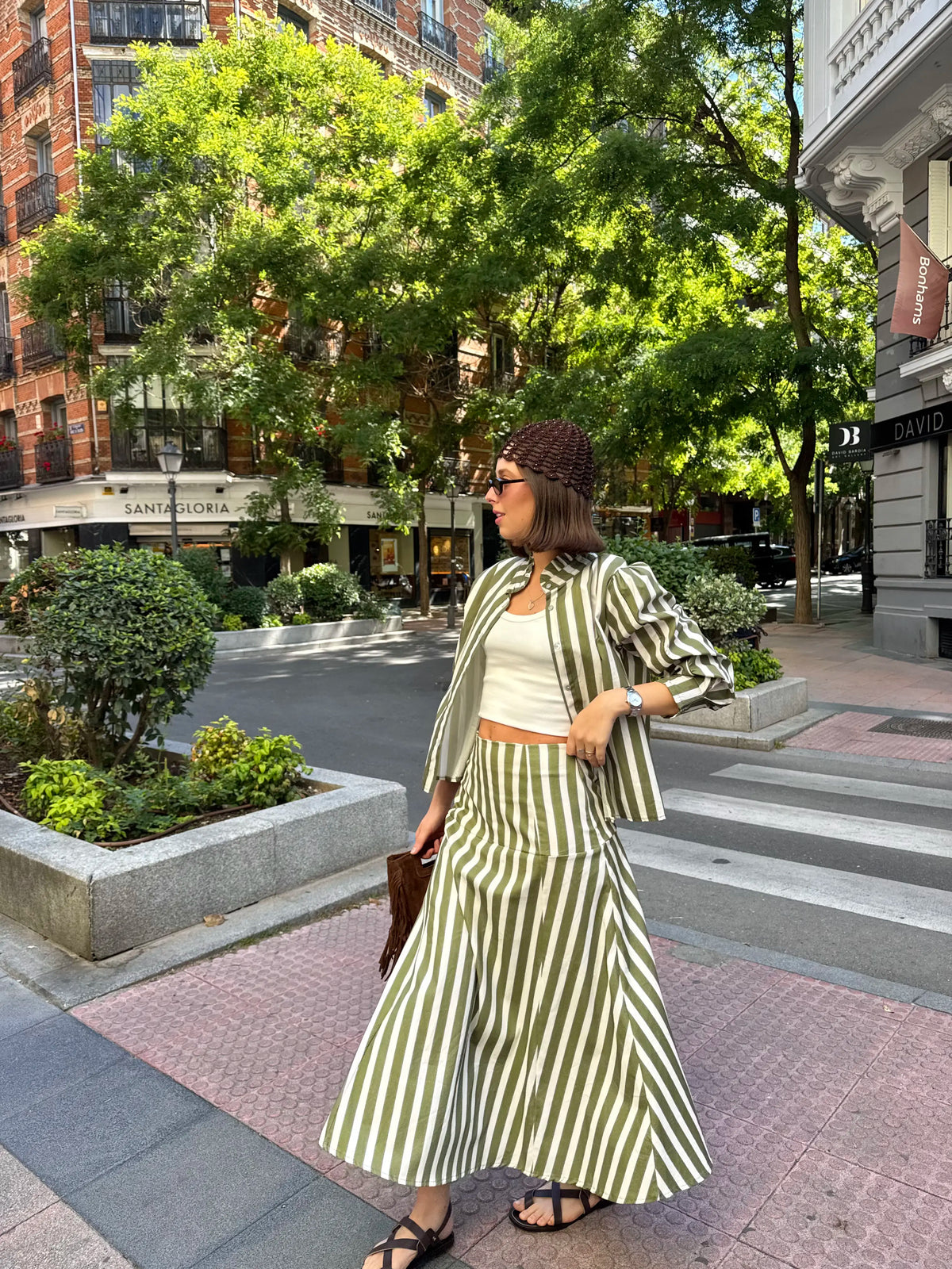 Falda Raya Ancha - Verde