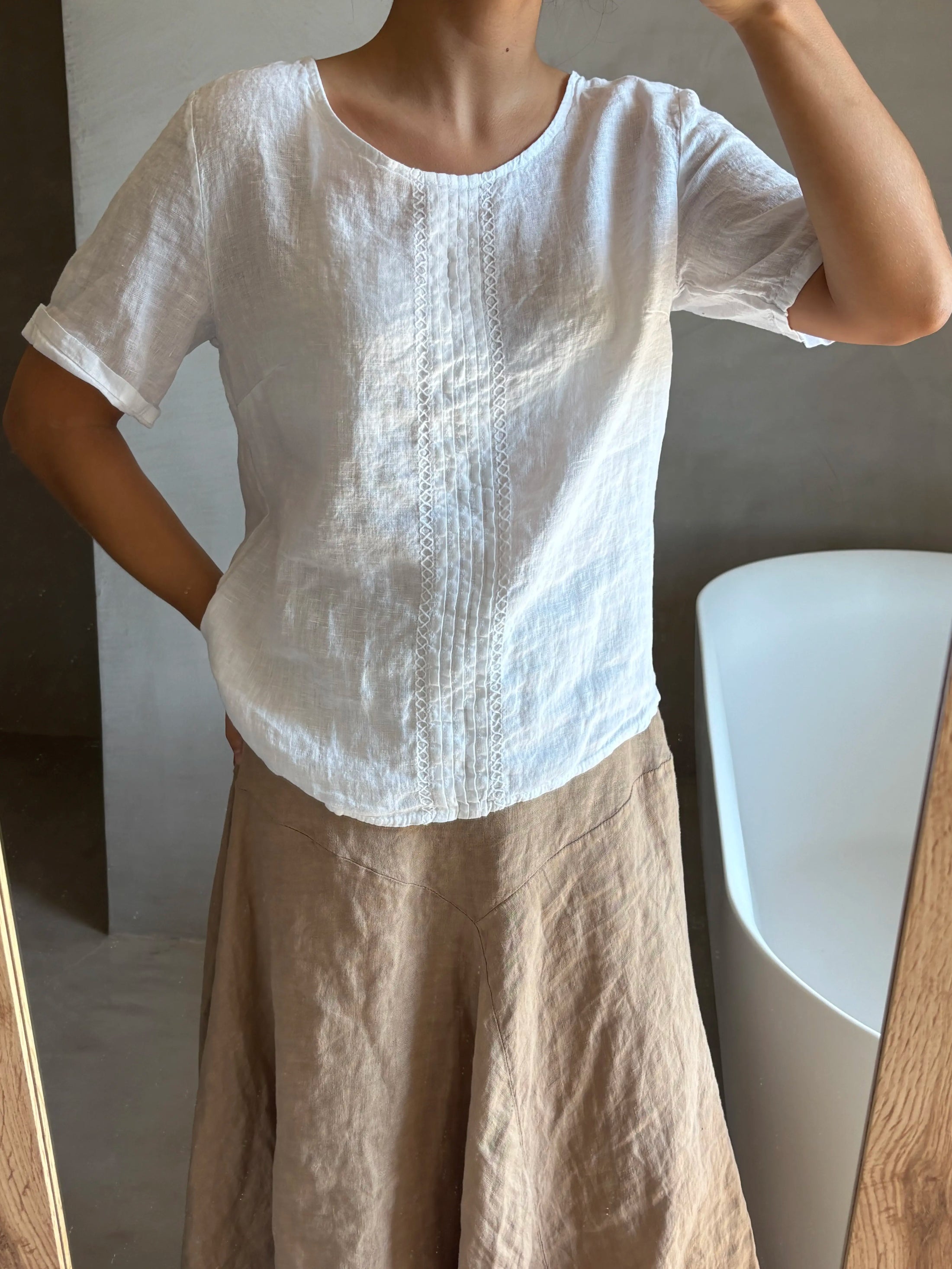 Blusa Lino Detalle Bordado