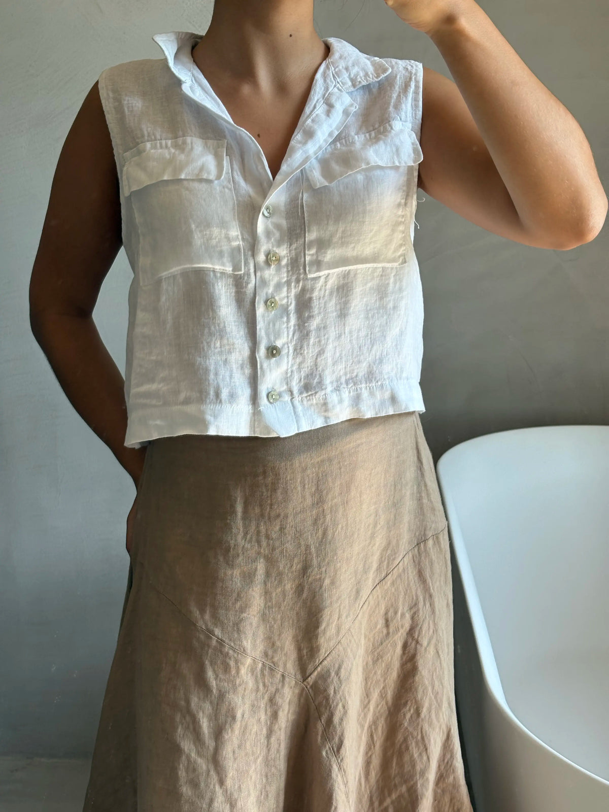 Chaleco Lino - Blanco
