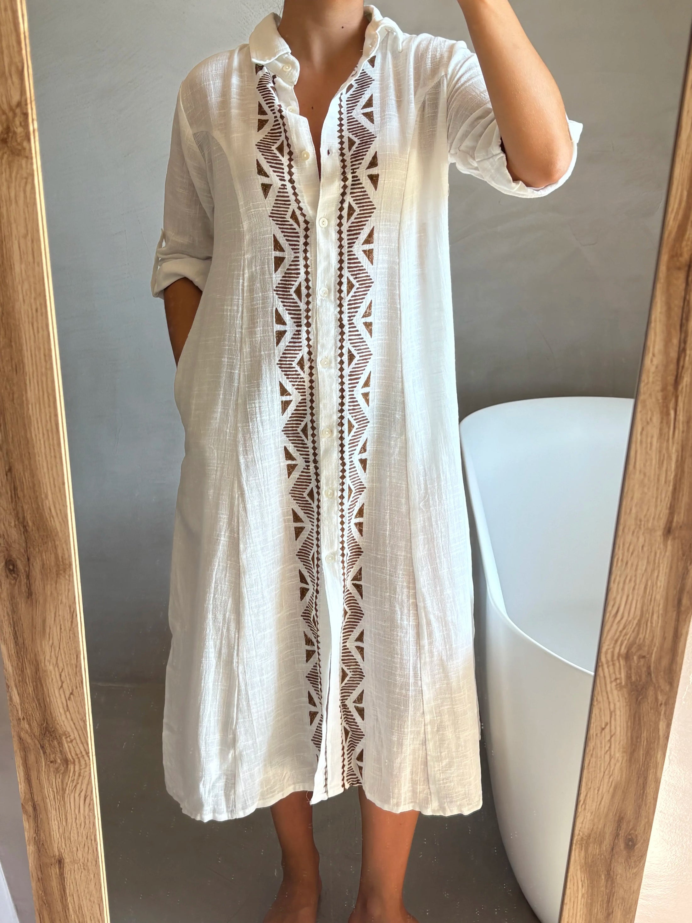 Vestido Camisero Bordado