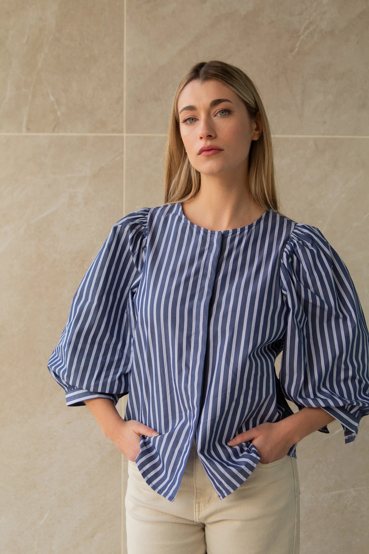 Blusa Rayas Azul - Azul