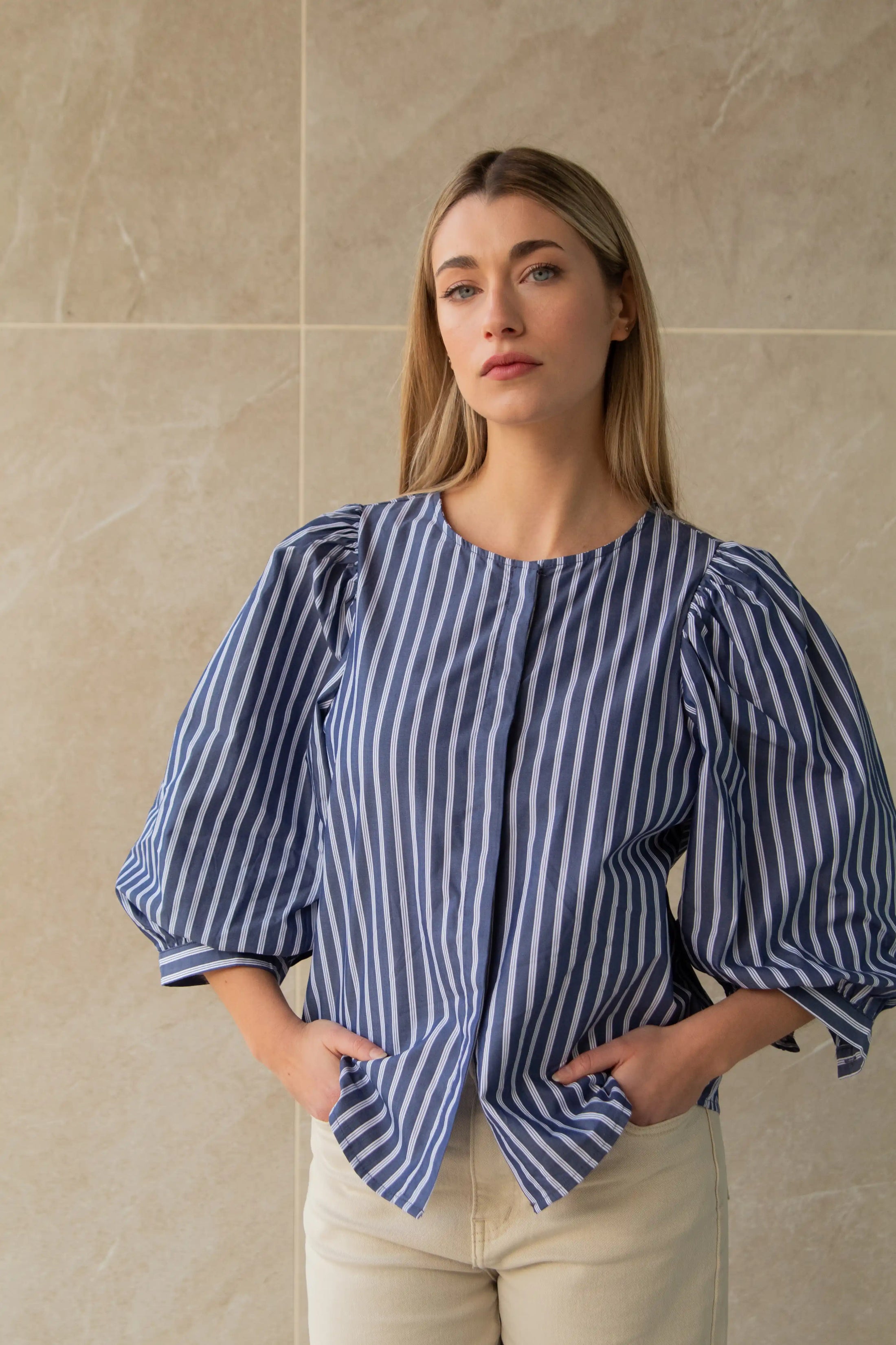Blusa Rayas Azul
