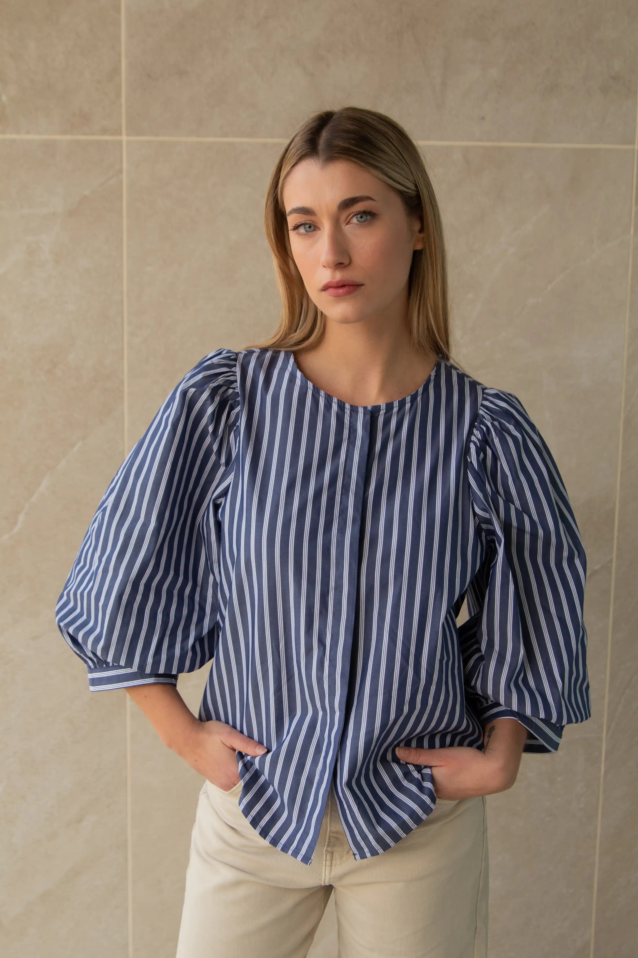 Blusa Rayas Azul