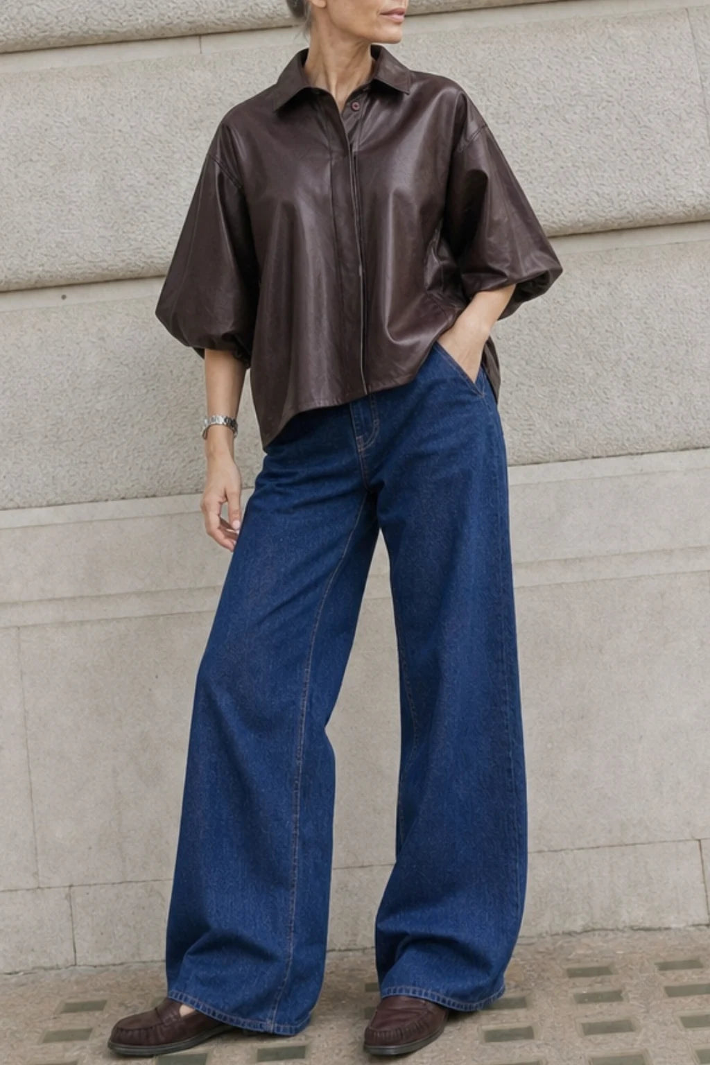 High-Waisted Straight-Leg Trousers