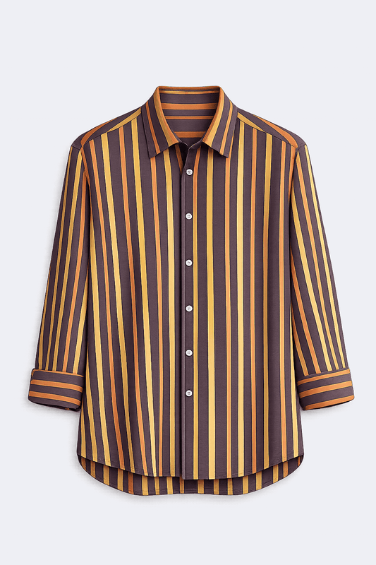 Camisa Rayas Lino Naranja - Lua Basque