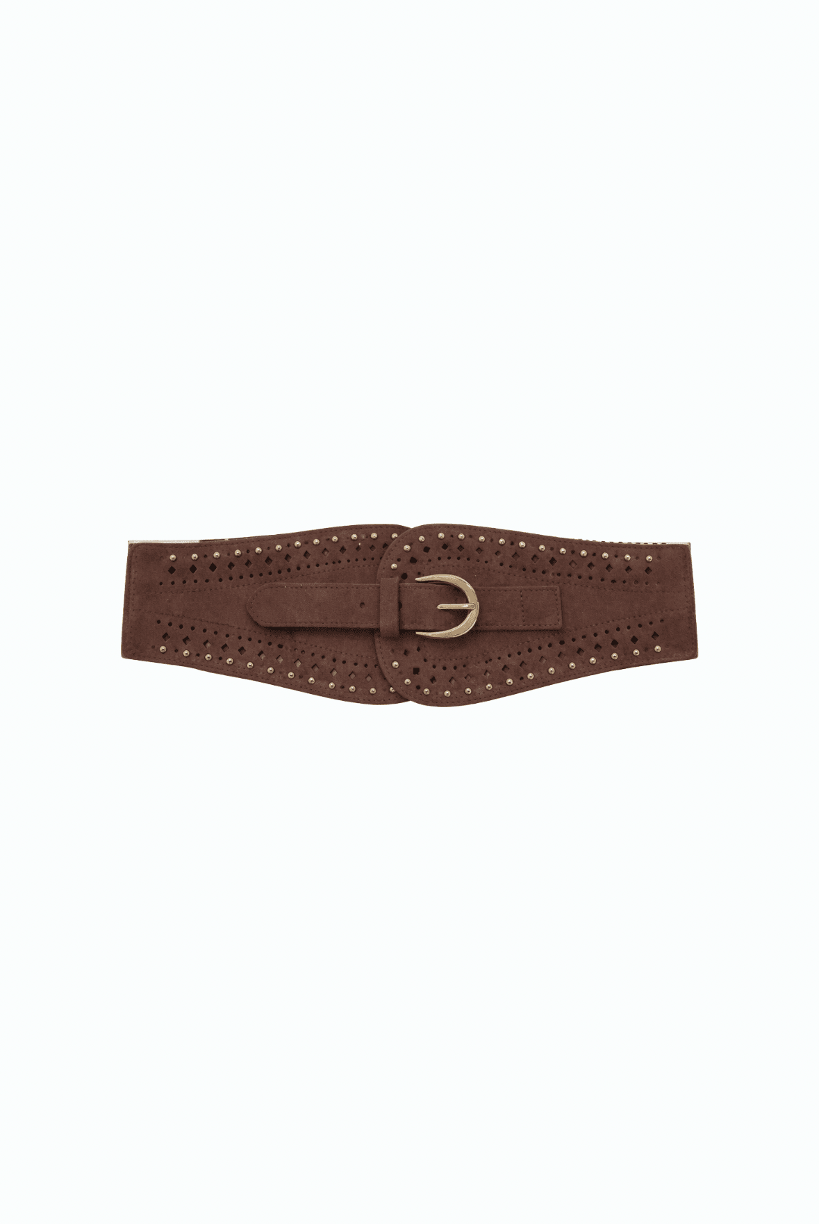 Cinturón Piel Tachas - Marrón Chocolate