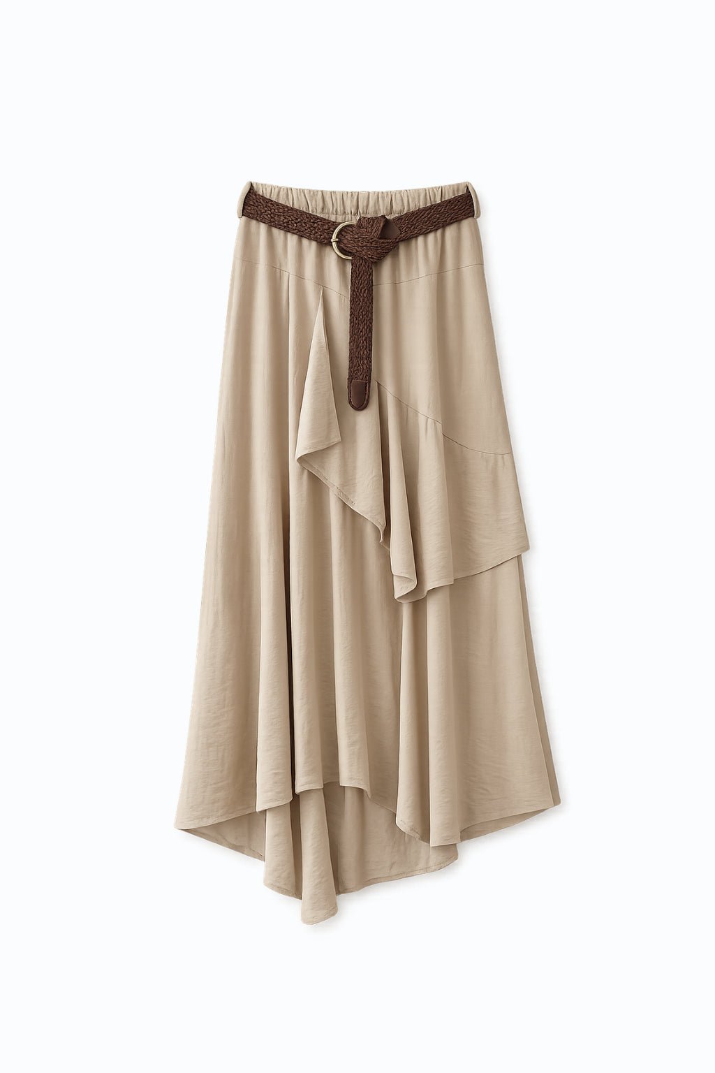 Falda Asimétrica Volantes - Camel