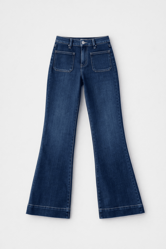 Jeans Flare Bolsillos Delanteros - Lua Basque